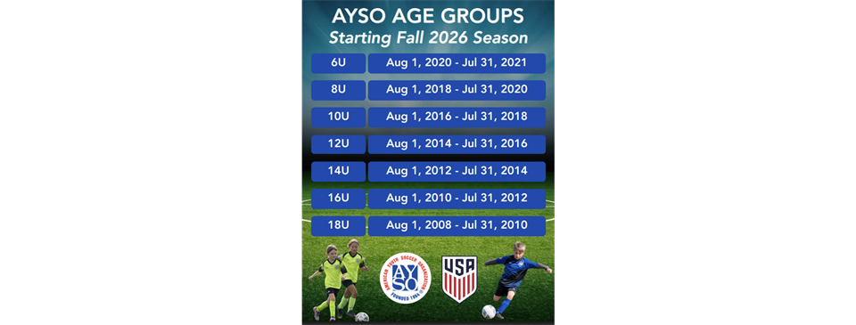 UPDATE: Important Age Division Changes for 2026 AYSO Fall Season